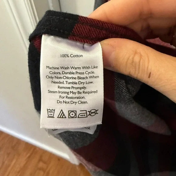 Eddie Bauer Mens TXL Plaid Flannel Long Sleeve‎ Button Down Shirt Red Black Gray - Picture 6 of 12